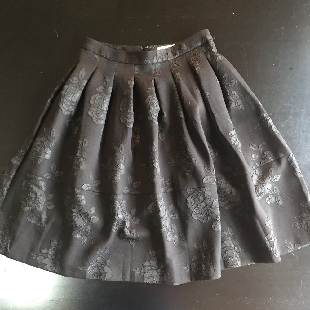 Elle Black Midi Skirt with Floral Detail
